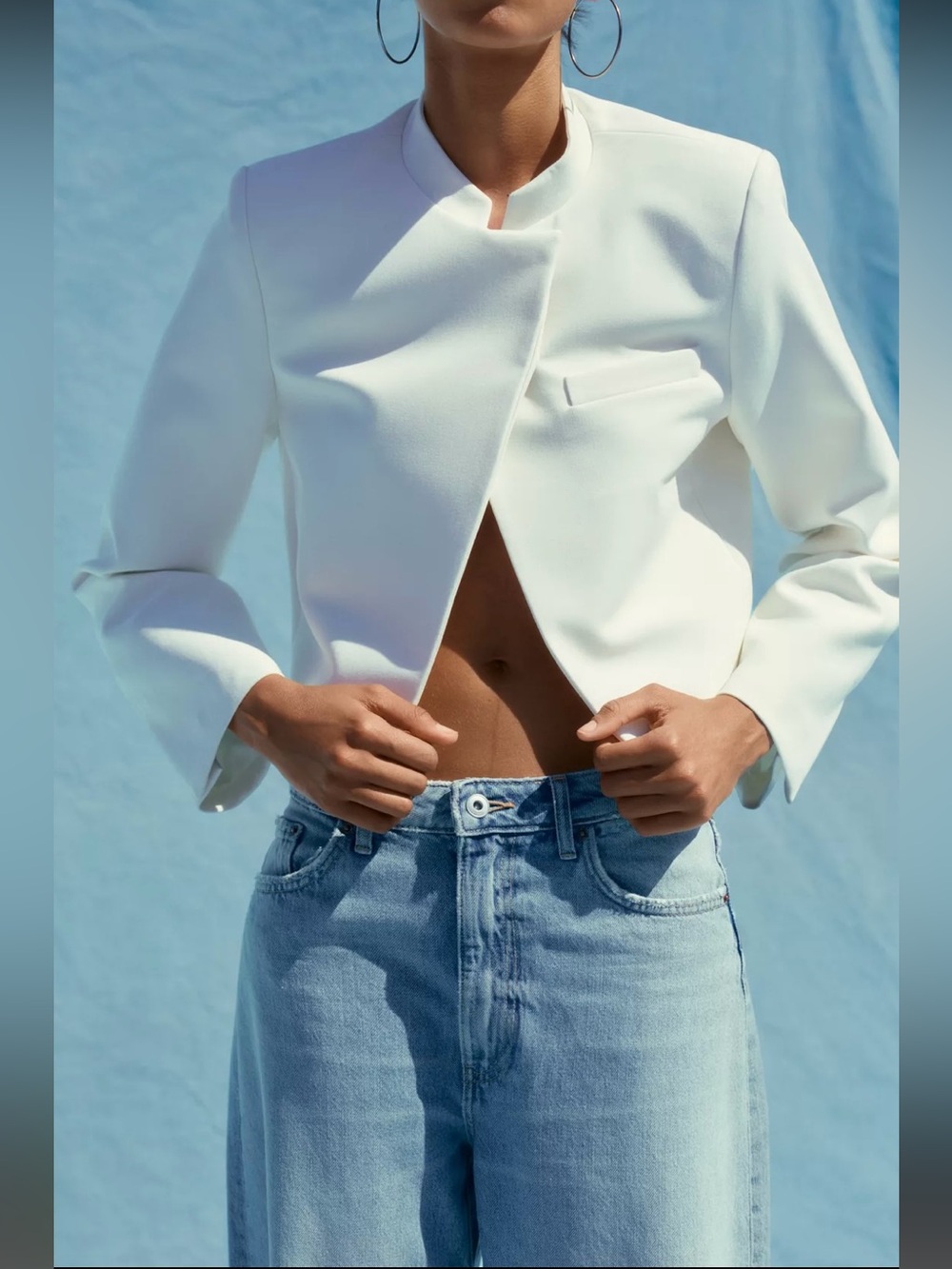 New ZARA Cropped Collarless Jacket
